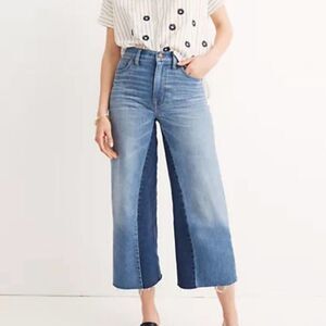Madewell Wide Leg Crop Gusset Edition Raw Hem Jeans Medium Wash Size 29
